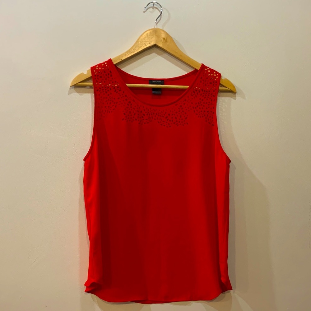 Ann Taylor sleeveless red shell top
